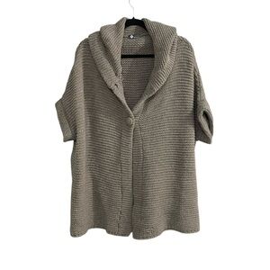 M MADE IN ITALY Wool Mohair Oversized Cardigan Sweater Taupe M
